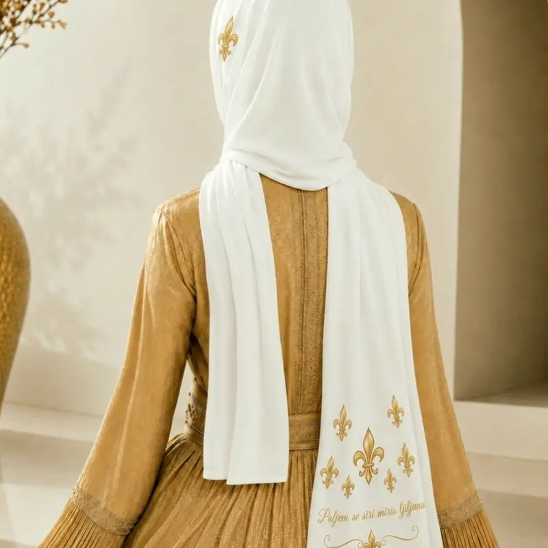 Golden Lilies Hijab, scarf - Image 5